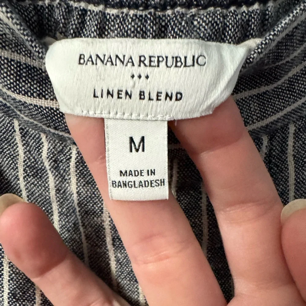 Banana Republic Linen Blend High Rise Striped Wide Leg Cropped Pants